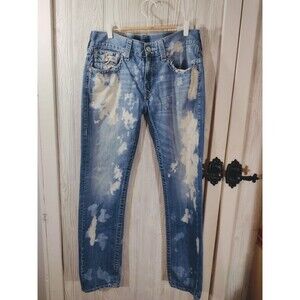 True Religion Jeans Bleach Acid Wash Skinny USA Mens 33